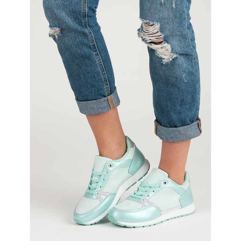 Scarpe sportive stringate bianco grigio verde 2