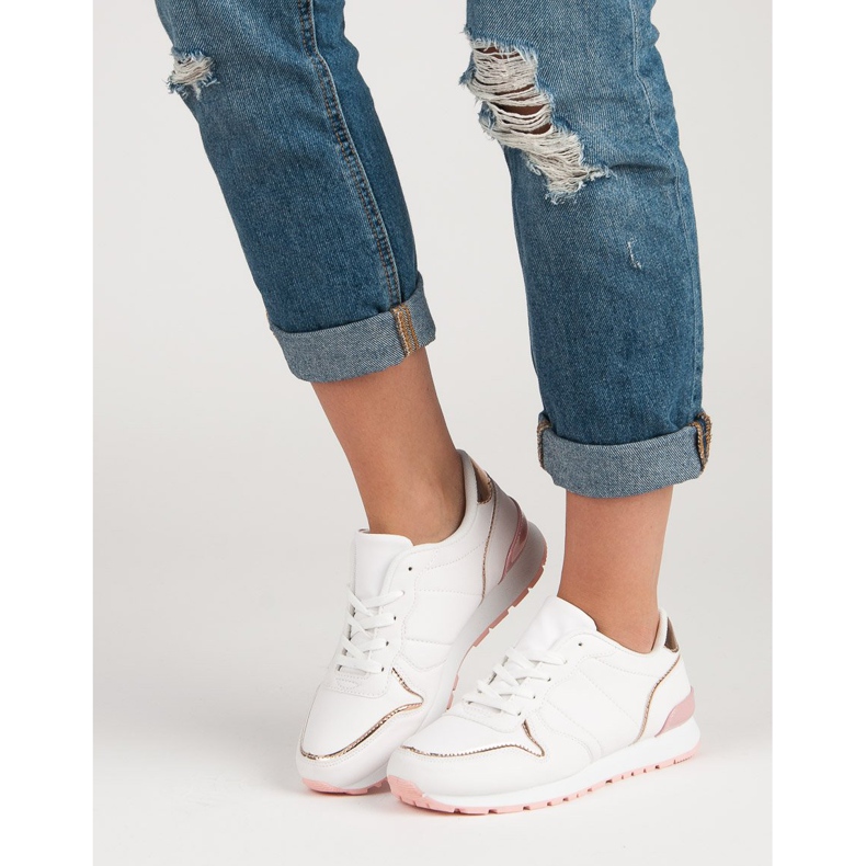 Scarpe sportive bianche bianca giallo rosa 2