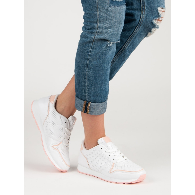 Scarpe sportive alla moda bianca rosa 1