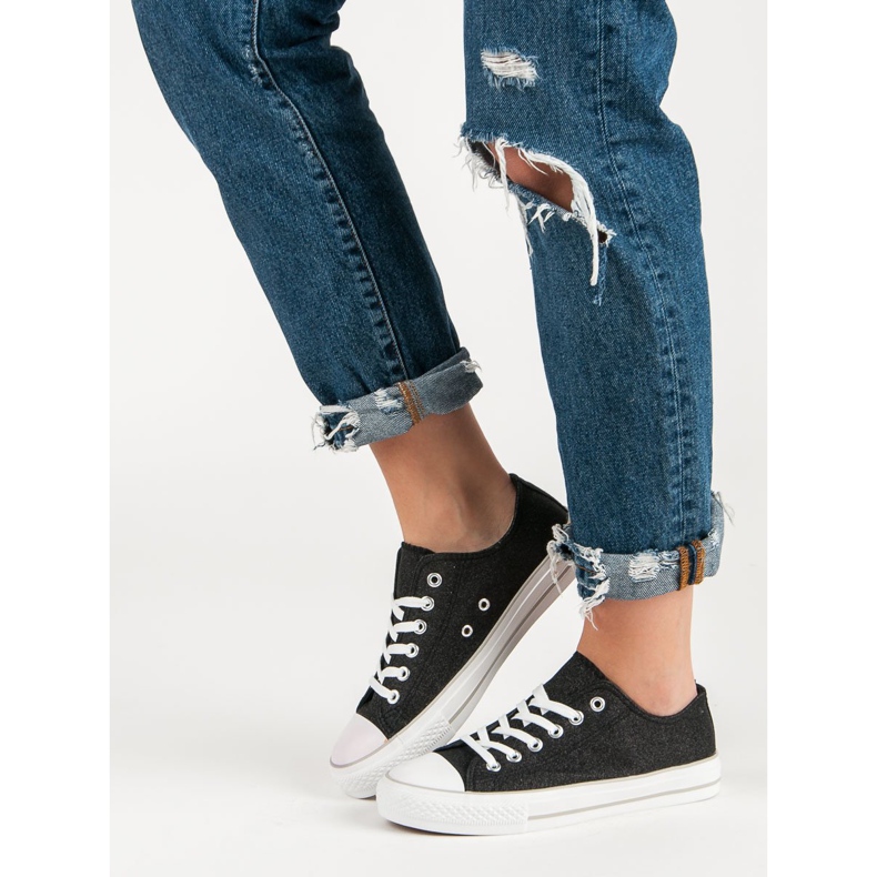 Scarpe da ginnastica glitterate nero 1