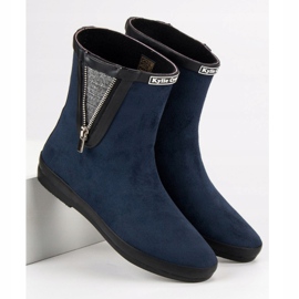 Kylie Galosce scamosciate con cerniera decorativa blu navy 1