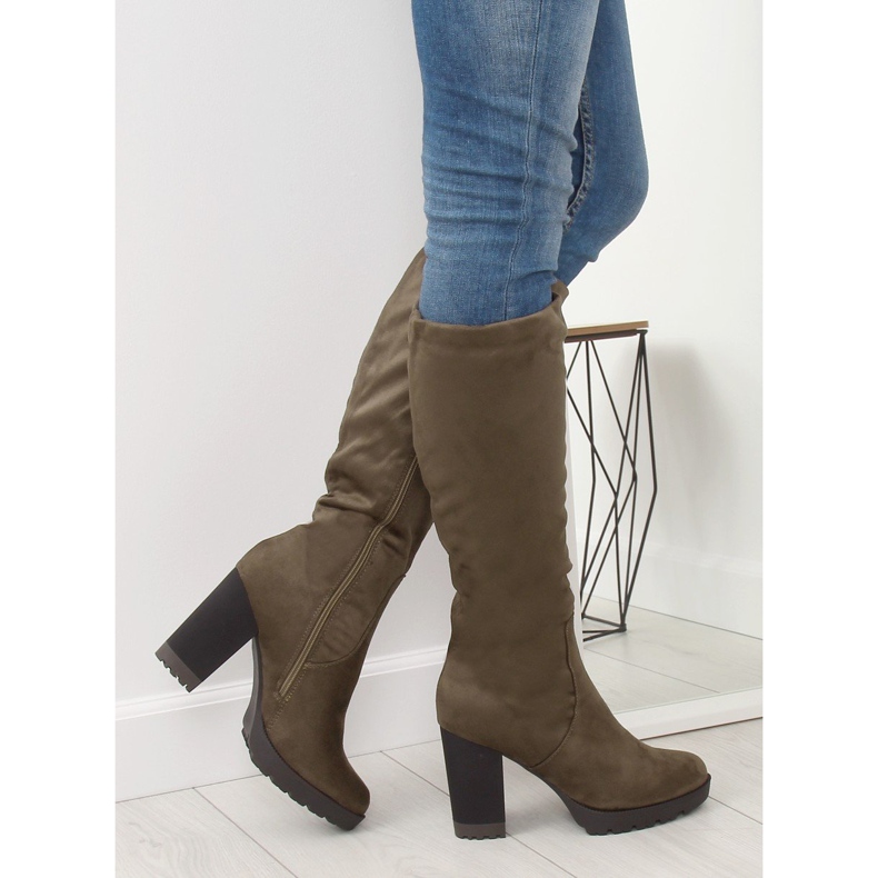 Stivali con tacco alto kaki 7290 Khaki cachi 2