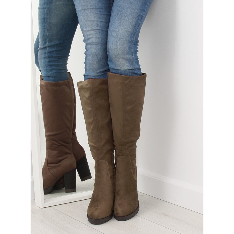 Stivali con tacco alto kaki 7290 Khaki cachi 1