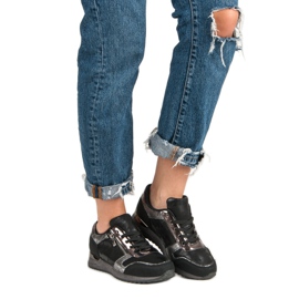Scarpe sportive con cerniera decorativa nero grigio 2