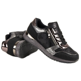 Scarpe sportive con cerniera decorativa nero grigio 1