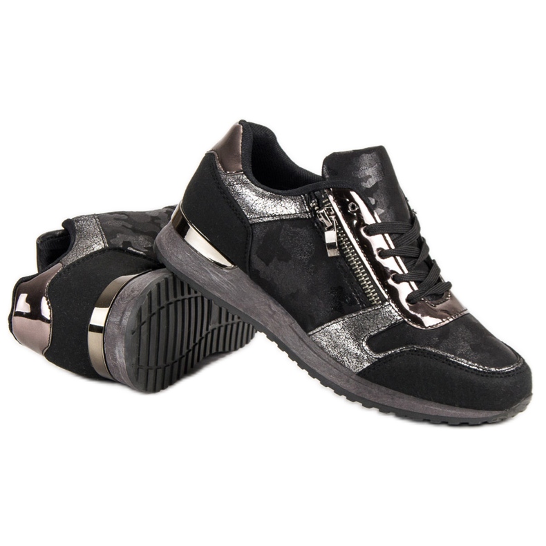 Scarpe sportive con cerniera decorativa nero grigio 1