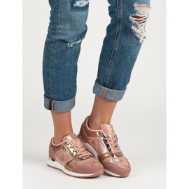 Scarpe sportive con cerniera decorativa giallo rosa 1