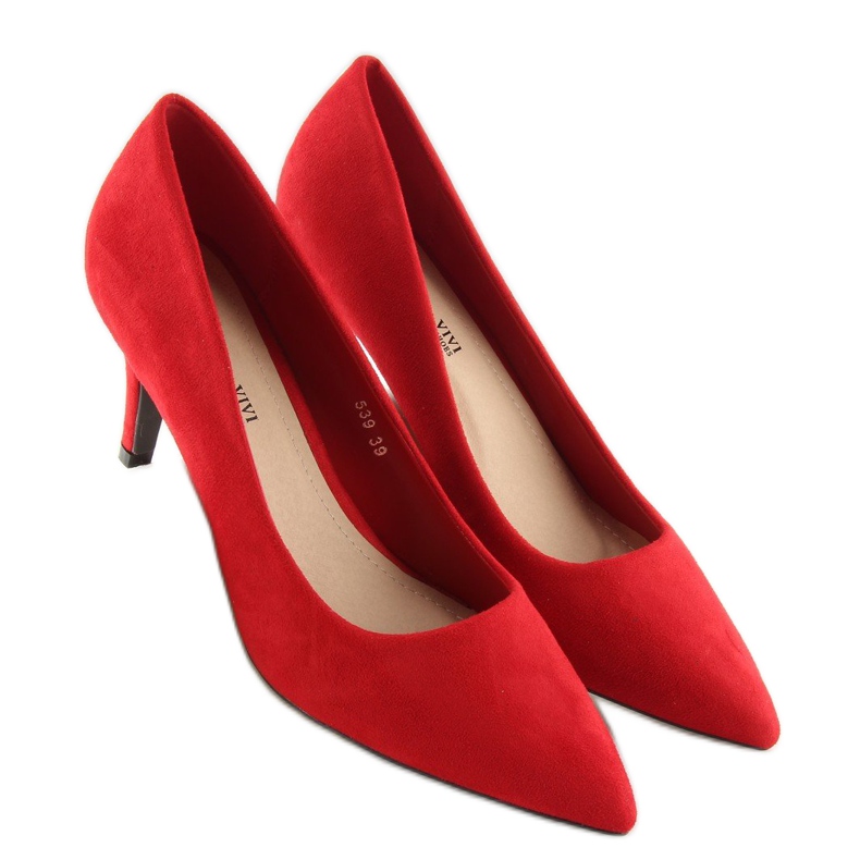 Décolleté con tacco a spillo rosso 539 Red 1