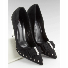 Nero nf-05p Spille nere con borchie e fiocco 2