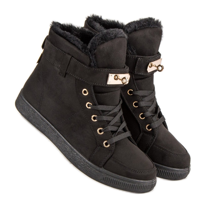 Sneakers alte in pelle scamosciata nero 1