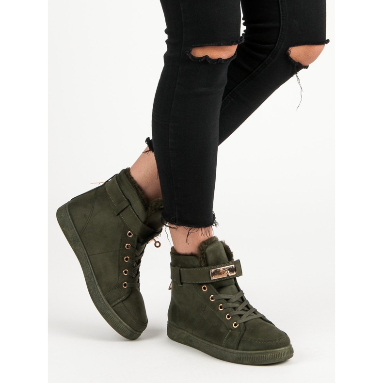 Sneakers alte in camoscio verde 1