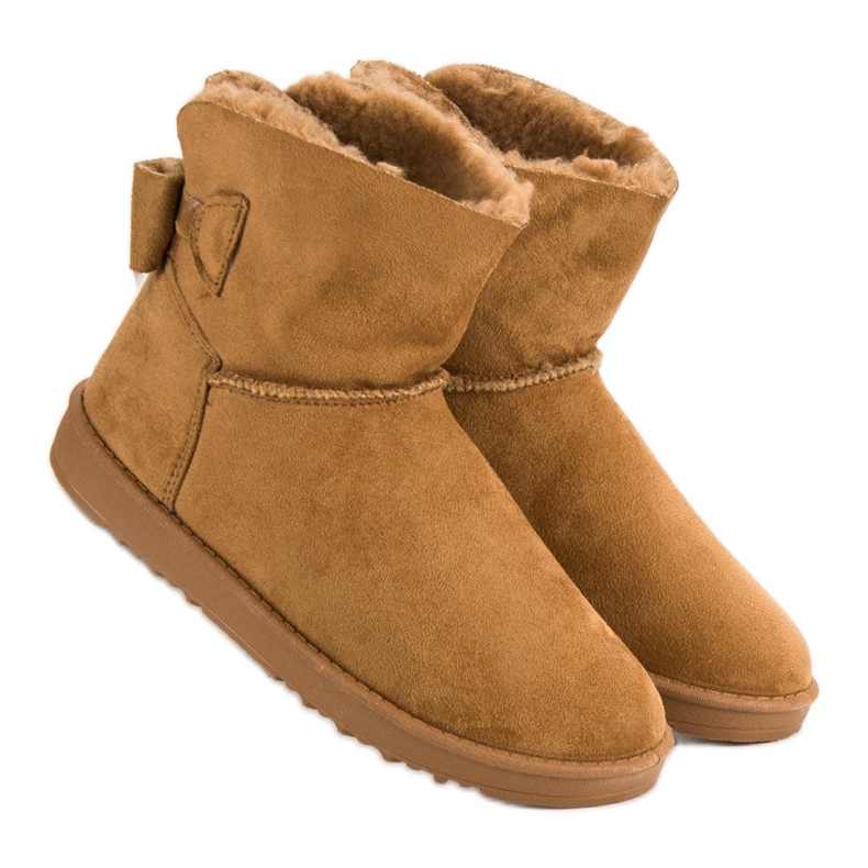 Mukluki cammello con fiocco marrone 1