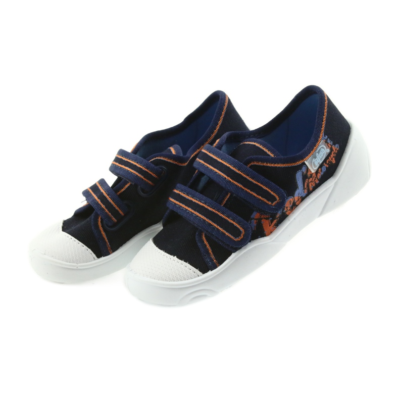 Befado scarpe per bambini sneakers pantofole 907P094 blu navy arancia bianco 4
