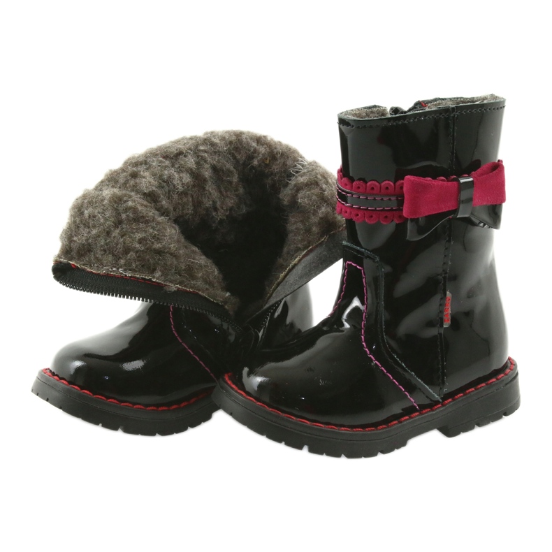 Stivali in pelle dipinti 87/00 rosa nero con un fiocco zarro 4