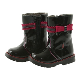 Stivali in pelle dipinti 87/00 rosa nero con un fiocco zarro 3