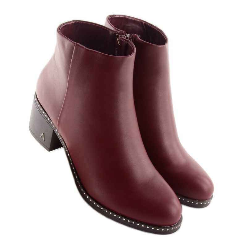 Stivali su un tacco stabile bordeaux BH120-KB Wine rosso 1
