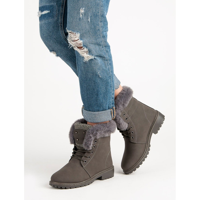 Trappers grigio scuro con pelliccia 1