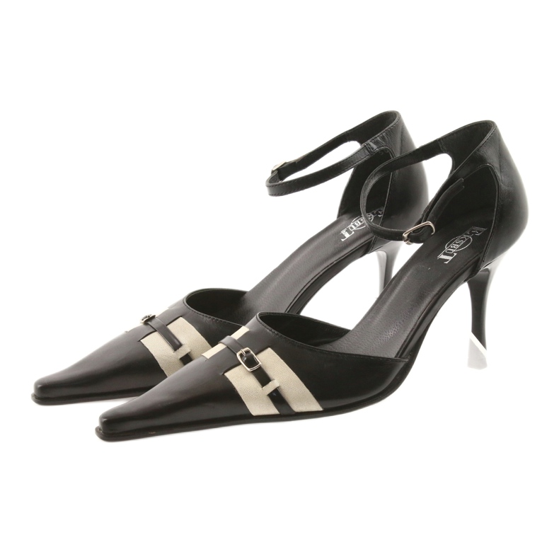 Eksbut Sandali in pelle nera 076 su un perno nero 4