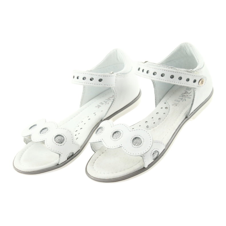 Bartek Sandali in pelle da ragazza bianca con ruote d'argento bianco 4