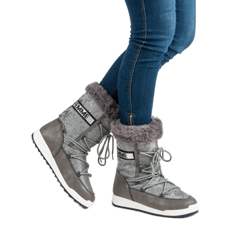 Stivali da neve alti grigio 2