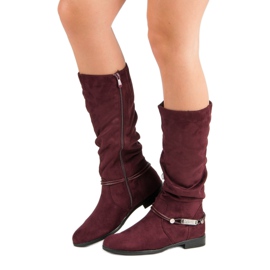 SDS Stivali al ginocchio bordeaux rosso 1