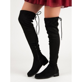 Super Me Stivali sopra il ginocchio alla moda nero 1