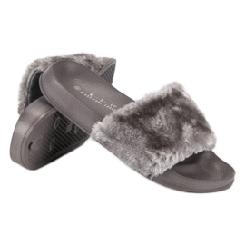 Infradito grigie con pelliccia grigio 2