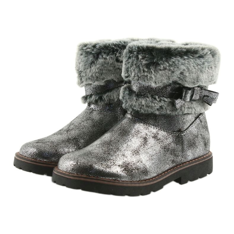 American Club Stivali americani stivali invernali con pelliccia 17042 nero grigio 3