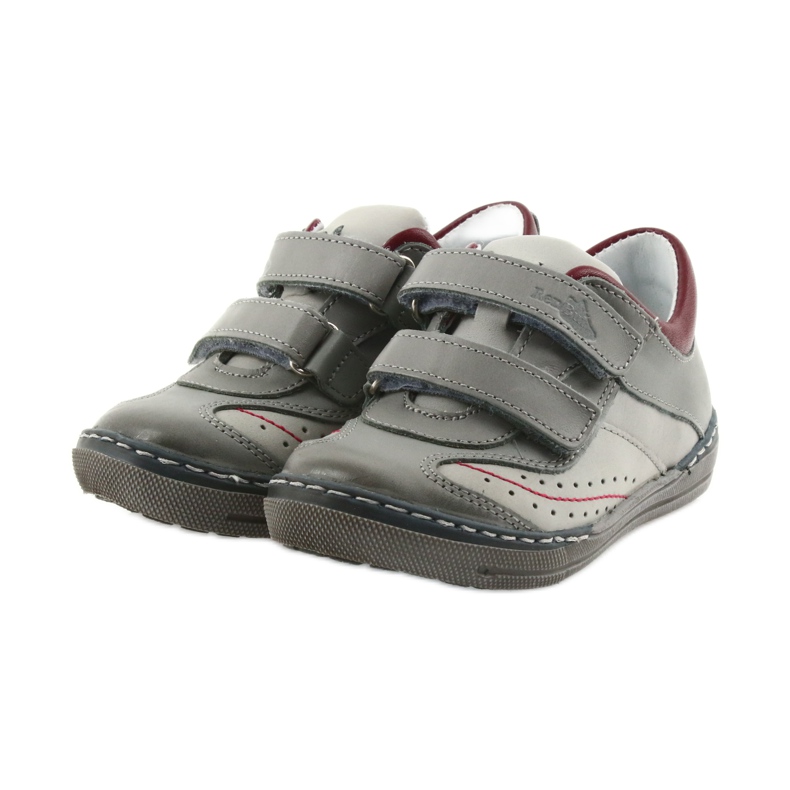Scarpe da bambino francesine grigie con velcro Ren But 3047 rosso multicolore grigio 3