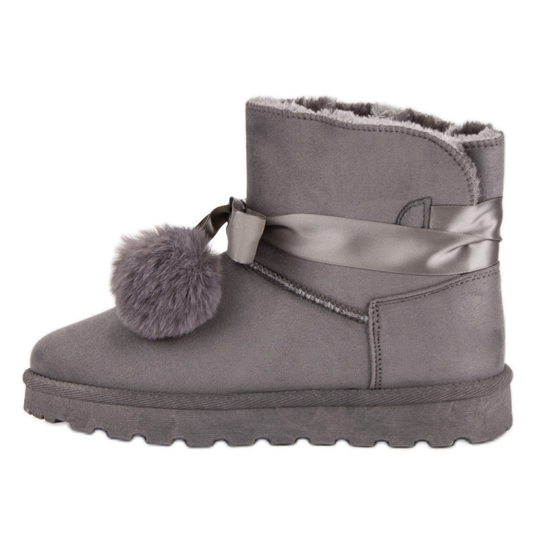 Mukluki grigio con pompon 1