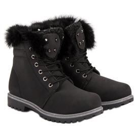 Queentina Trapper neri con pelliccia nero 1