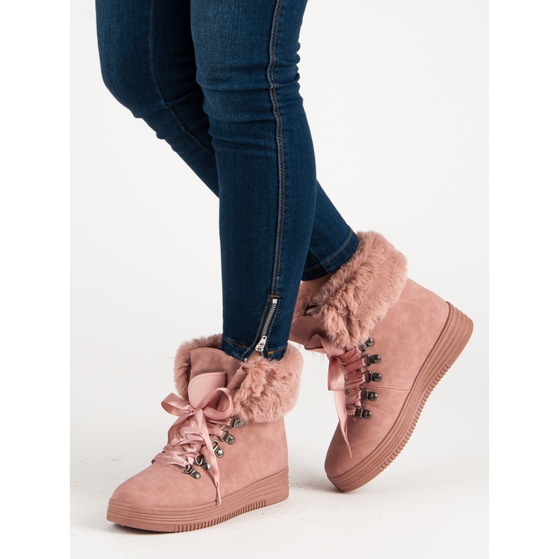 Stivali da neve rosa con pelliccia 2