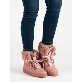 Stivali da neve rosa con pelliccia 1