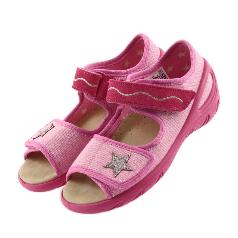 Befado scarpe per bambini sandali un inserto in pelle 433X032 rosa grigio 3