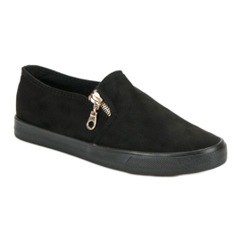 Sport Slip in pelle scamosciata con cerniera nero 1