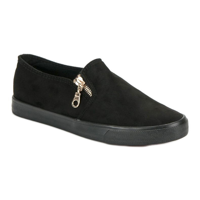 Sport Slip in pelle scamosciata con cerniera nero 1