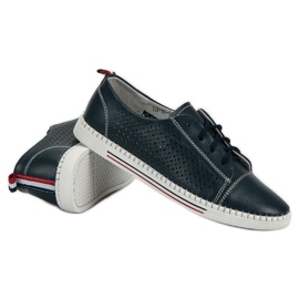 Sneakers traforate in pelle VINCEZA blu 1