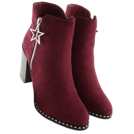 Stivali su un tacco stabile bordeaux 8576-2 Rosso 2