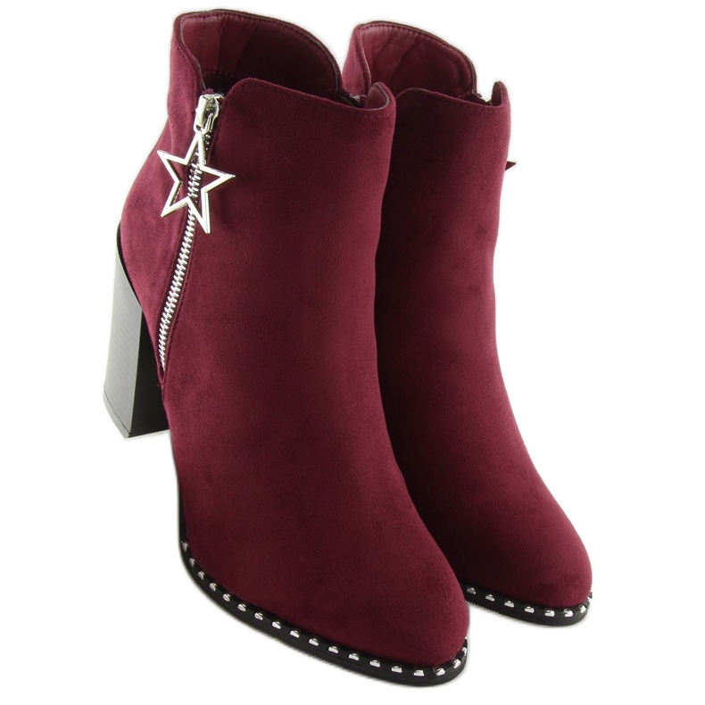 Stivali su un tacco stabile bordeaux 8576-2 Rosso 2