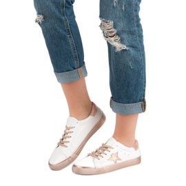 Scarpe da ginnastica basse alla moda bianca giallo 1