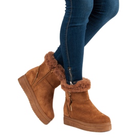 Stivali da neve cammello sulla piattaforma marrone 1