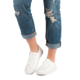 Sport Sneakers Bianche Con Cristalli bianco 2