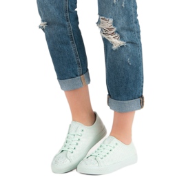 Sport Sneakers Menta Con Cristalli verde 1