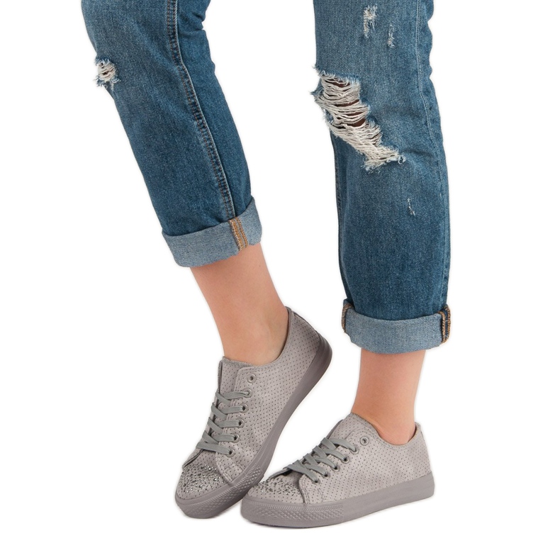 Sport Sneakers Grigie Con Cristalli grigio 1