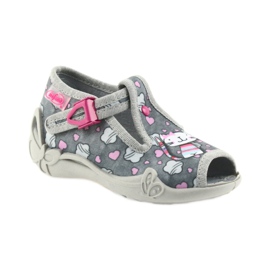 Pantofole Befado scarpe per bambini 213P107 grigio rosa 1