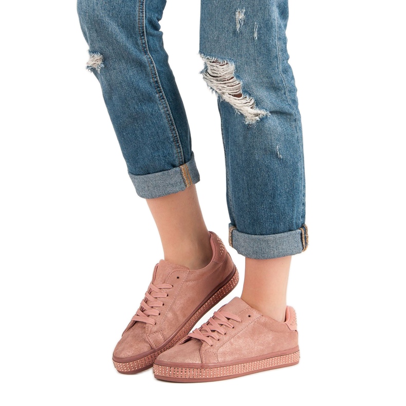 Scarpe sportive con cristalli rosa 1