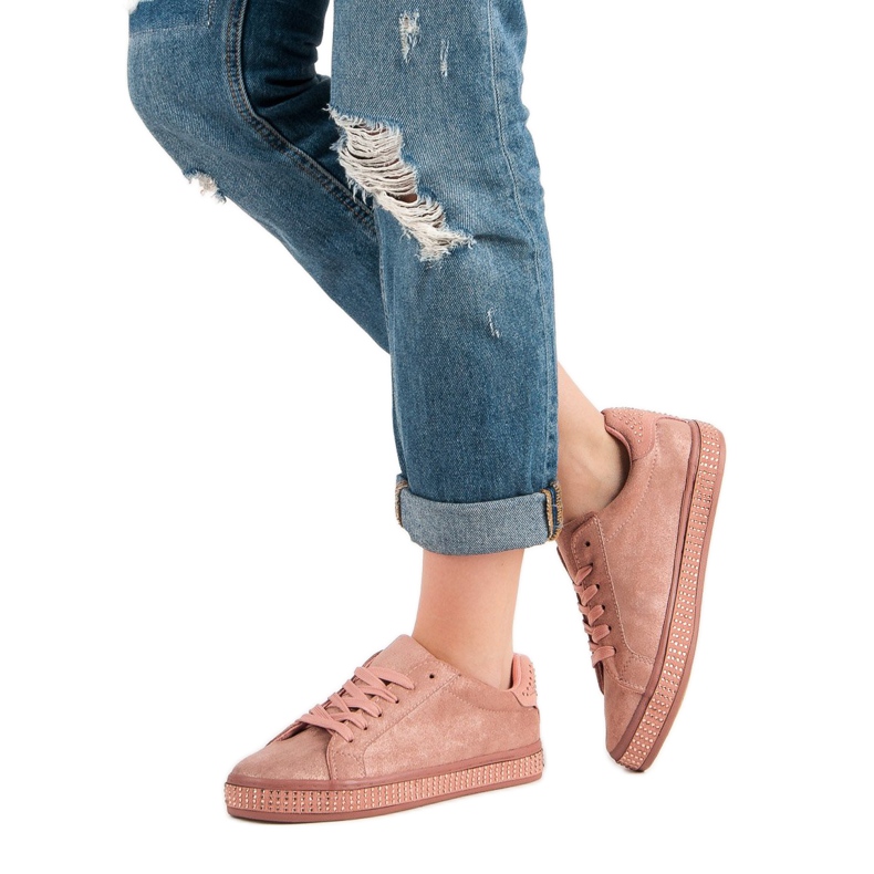 Scarpe sportive con cristalli rosa 2
