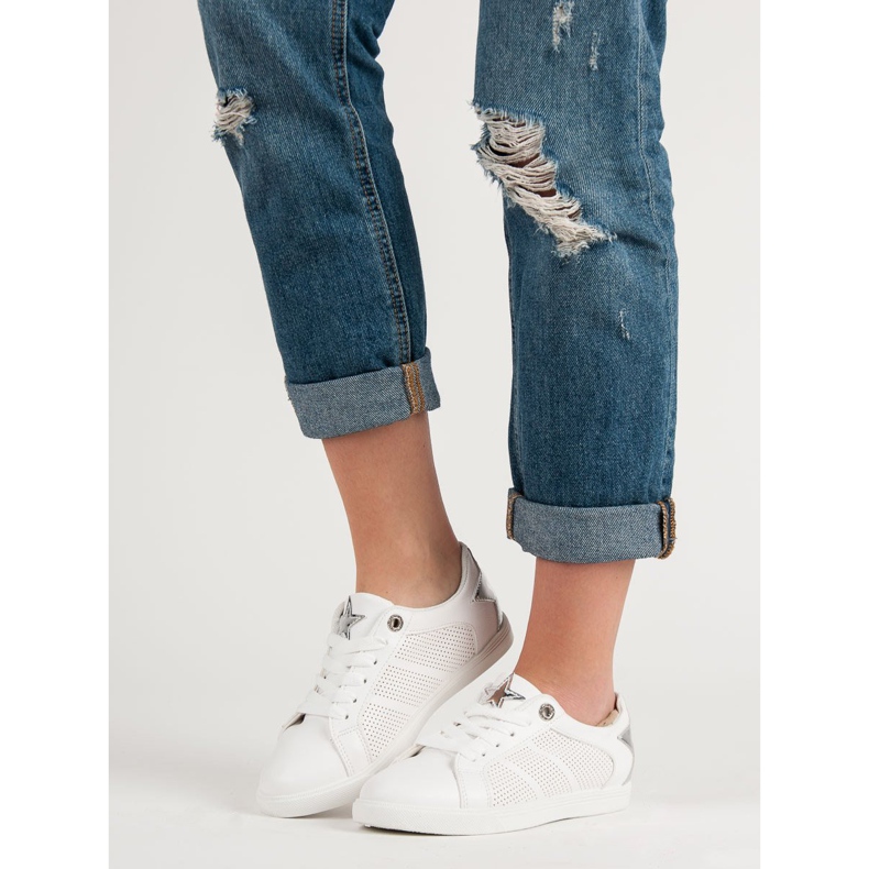 Scarpe sportive basse bianca grigio 1