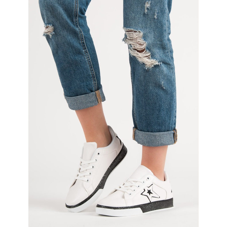 Scarpe sportive da donna bianca nero 1