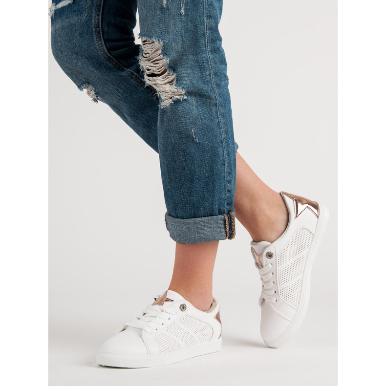 Scarpe sportive basse bianca giallo 1